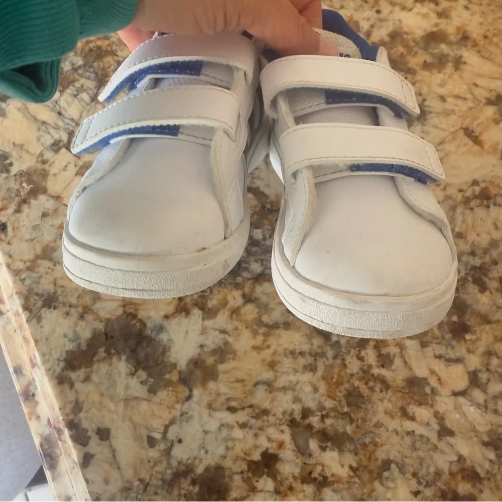 Adidas Grand Court 2.0 Kids White Blue Camo Velcro Sneakers Size 6.5 - Picture 5 of 16